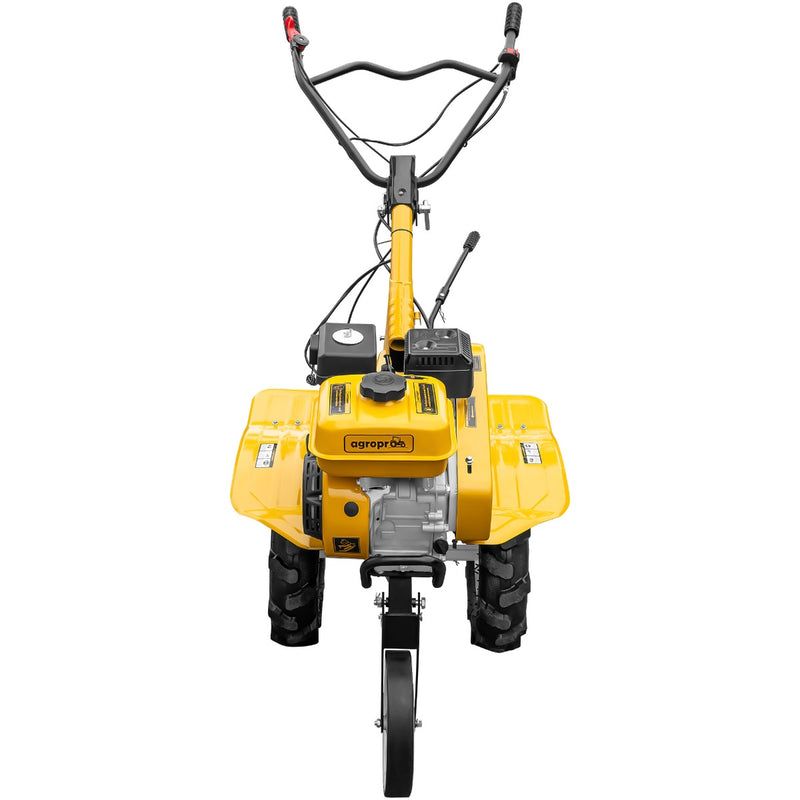 Motosapa AgroPro HS 500 motor 7 CP 2+1 viteze latime lucru 90 cm freze roti cauciuc 4.00x8 roata frontala tahometru roti metal plug arat rarita reglabila 2l ulei