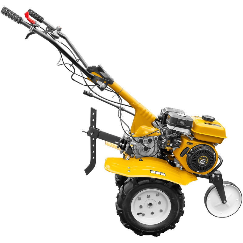 Motosapa AgroPro HS 500 motor 7 CP 2+1 viteze latime lucru 90 cm freze roti cauciuc 4.00x8 roata frontala tahometru roti metal plug arat rarita reglabila 2l ulei