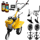 Motosapa AgroPro HS 500 motor 7 CP 2+1 viteze latime lucru 90 cm freze roti cauciuc 4.00x8 roata frontala tahometru roti metal plug arat rarita reglabila plug cartofi cultivator 2l ulei