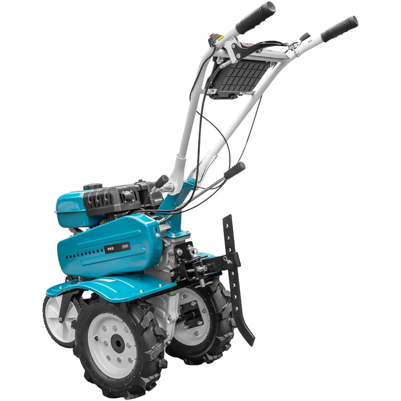 Motosapa DKD HS 500 NEW motor 7CP latime lucru 80 cm 2+1 viteze freze roti cauciuc 4.00x8 roata frontala roti metal cultivator 2l ulei