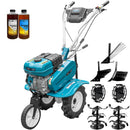 Motosapa DKD HS 500 NEW motor 7CP latime lucru 80 cm 2+1 viteze freze roti cauciuc 4.00x8 roata frontala roti metal plug arat rarita reglabila plug cartofi 2l ulei