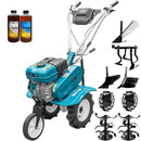 Motosapa DKD HS 500 NEW motor 7CP latime lucru 80 cm 2+1 viteze freze roti cauciuc 4.00x8 roata frontala roti metal plug arat rarita reglabila plug cartofi cultivator 2l ulei