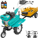 Motosapa DKD 500 motor 7 CP benzina 2+1 viteze freze 56-84 cm freze roti cauciuc 4.00x8" roata frontala remorca 2l ulei