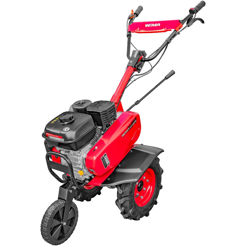 Motosapa Weima WM 500  motor 7 CP benzina 2+1 viteze latime lucru 90 cm freze roti cauciuc 400x8" roti metal plug arat rarita reglabila plug cartofi cultivator cupla accesorii 2l ulei