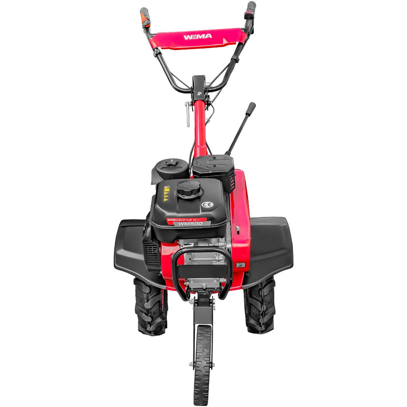 Motosapa Weima WM 500  motor 7 CP benzina 2+1 viteze latime lucru 90 cm freze roti cauciuc 400x8" roti metal plug arat rarita reglabila plug cartofi cultivator cupla accesorii 2l ulei