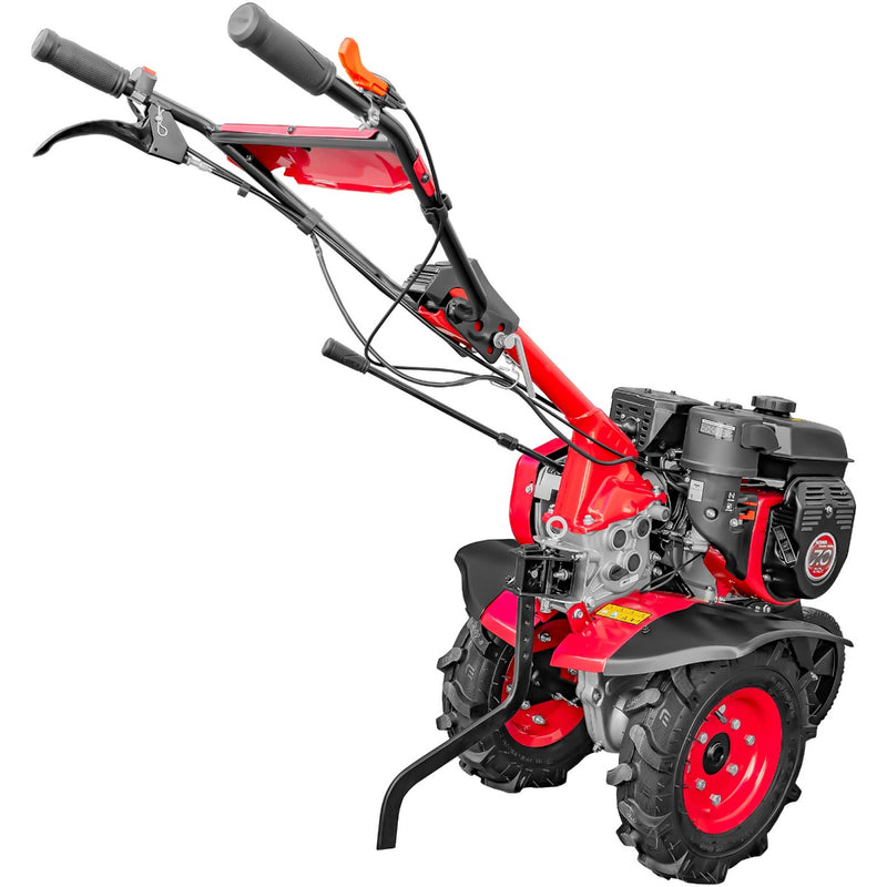 Motosapa Weima WM 500  motor 7 CP benzina 2+1 viteze latime lucru 90 cm freze roti cauciuc 400x8" roti metal plug arat rarita reglabila plug cartofi cultivator cupla accesorii 2l ulei