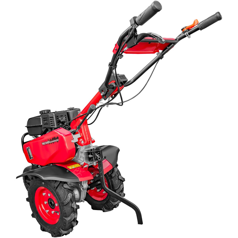 Motosapa Weima WM 500  motor 7 CP benzina 2+1 viteze latime lucru 90 cm freze roti cauciuc 400x8" roti metal plug arat rarita reglabila plug cartofi cupla accesorii 2l ulei