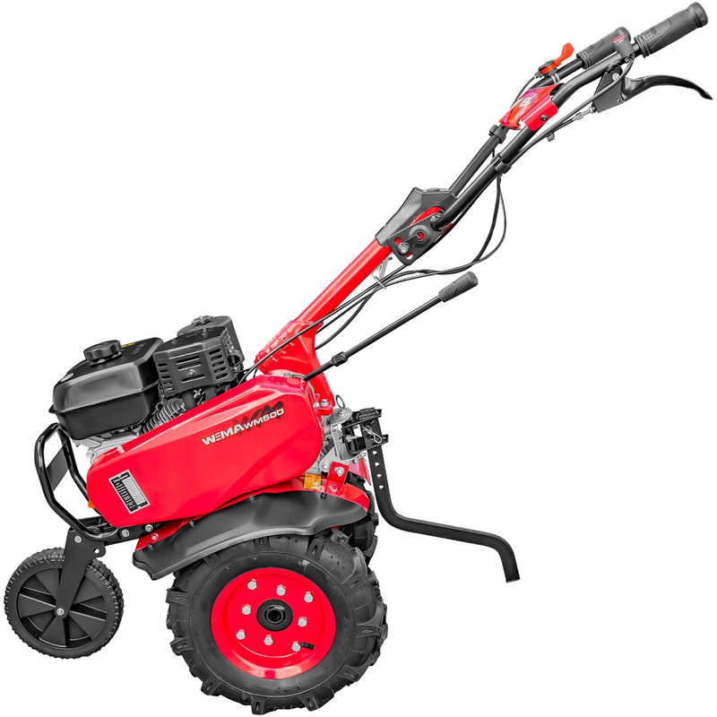Motosapa Weima WM 500  motor 7 CP benzina 2+1 viteze latime lucru 90 cm freze roti cauciuc 400x8" roti metal plug arat rarita reglabila plug cartofi cupla accesorii 2l ulei