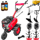 Motosapa Weima WM 500  motor 7 CP benzina 2+1 viteze latime lucru 90 cm freze roti cauciuc 400x8" roti metal plug arat rarita reglabila plug cartofi cultivator remorca cupla accesorii 2l ulei