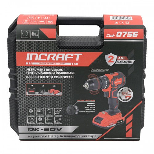 Masina de insurubat cu percutie cu acumulator INCRAFT DK-20V