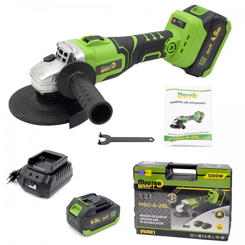 Polizor unghiular cu acumulator 125 mm Master Kraft MSU-A-2BL (Brushless)