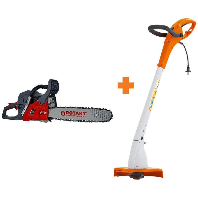 Motofierastrau ROTAKT MTF5810SW putere 3 CP lungime lama 40 cm + Motocoasa electrica STIHL FSE 31 putere 245W latime lucru 24.5cm cap cositor cu bobina cu fir