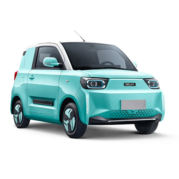 Masina electrica RELIVE N1 motor 20 kW autonomie 170 km viteza 100 km/h 2 pasageri ABS volan electronic computer rutier camera 360 grade navigatie ecran dublu 10.25" faruri LED Albastru