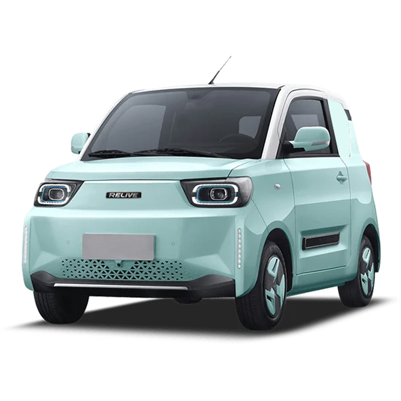 Masina electrica RELIVE N1 motor 20 kW autonomie 170 km viteza 100 km/h 2 pasageri ABS volan electronic computer rutier camera 360 grade navigatie ecran dublu 10.25" faruri LED Albastru