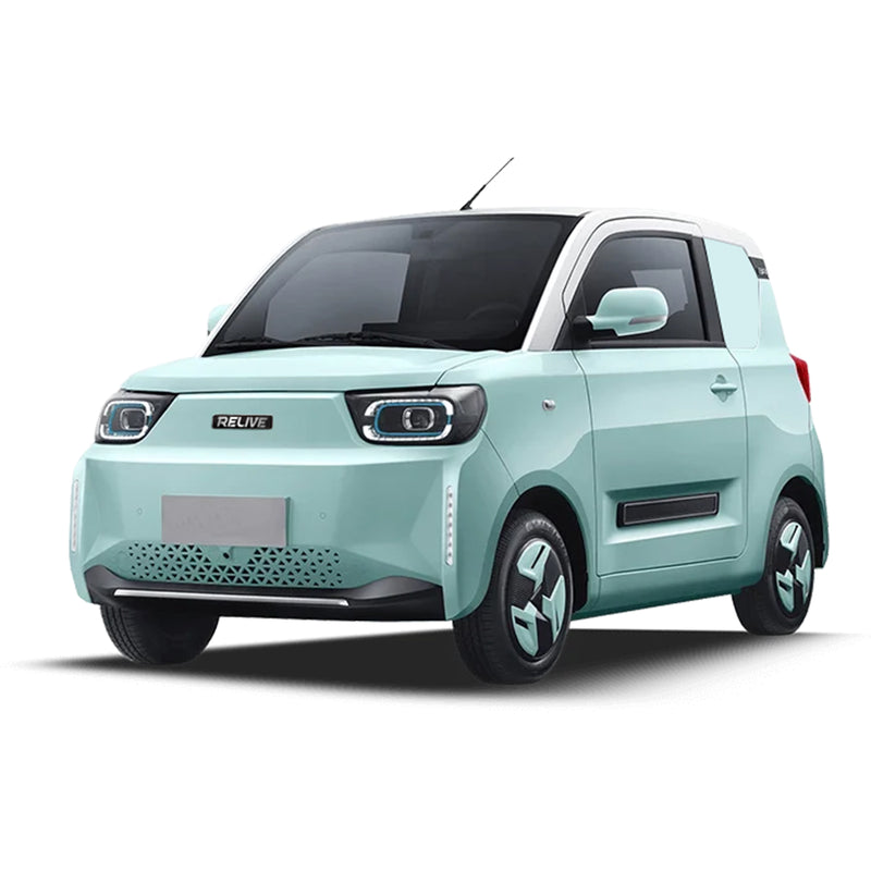 Masina electrica RELIVE N1 motor 20 kW autonomie 170 km viteza 100 km/h 2 pasageri ABS volan electronic computer rutier camera 360 grade navigatie ecran dublu 10.25" faruri LED Albastru