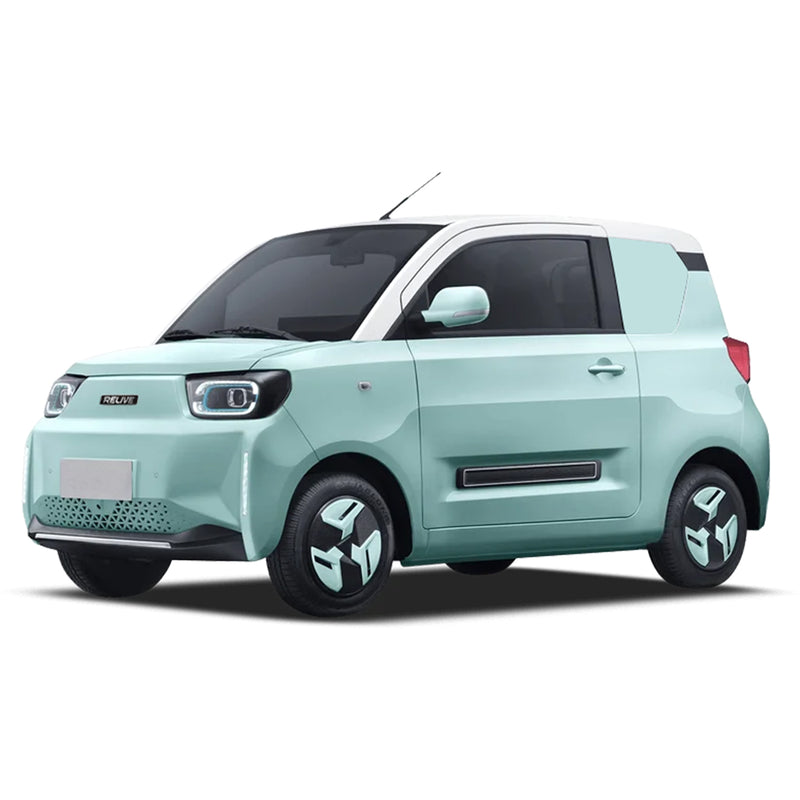 Masina electrica RELIVE N1 motor 20 kW autonomie 170 km viteza 100 km/h 2 pasageri ABS volan electronic computer rutier camera 360 grade navigatie ecran dublu 10.25" faruri LED Albastru
