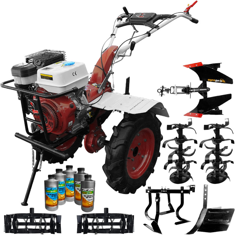 Motocultor profesional Media Line 15000/5 CF motor 15 CP latime lucru 120 cm freze roti cauciuc rarita fixa roti metal cultivator plug reversibil 5L ulei AgroPro
