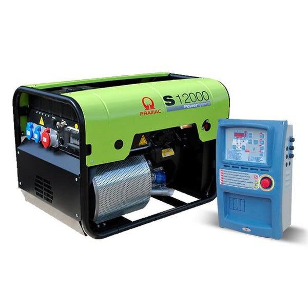 Generator de curent pe benzina PRAMAC S12000T_CONN_DPP_AVR_AMF portabil trifazat 13.9 kVA panou de automatizare