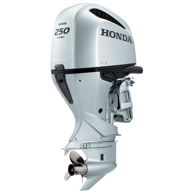 Motor barca Honda BF250 XDU cu mansa cizma lunga DBW 250 CP 4T pornire electrica elice de inox cu 3 aripi port incarcare 60A-ALB NH565 “Grand&nbsp;Prix”