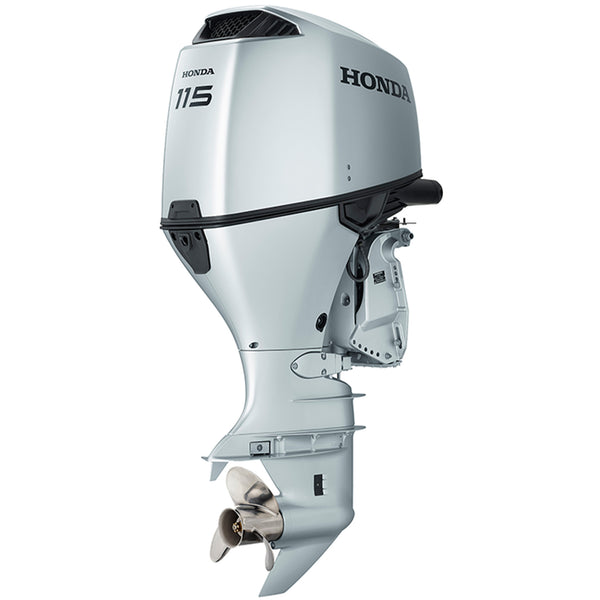 Motor barca Honda BF115 XRU cu mansa cizma extra lunga DBW 115 CP 4T pornire electrica elice de inox cu 3 aripi port incarcare 40A-GRI clasic Honda