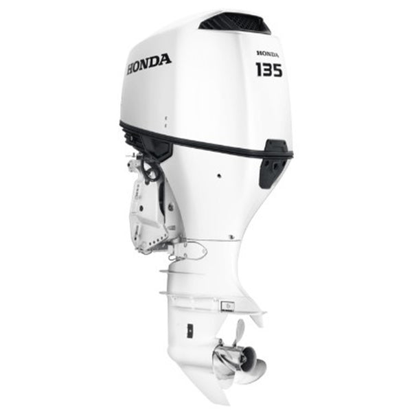 Motor barca Honda BF135 XCDU cu mansa cizma extralunga DBW 135 CP 4T pornire electrica contrarotanta elice de inox cu 3 aripi port incarcare 40A-ALB NH565 “Grand&nbsp;Prix”