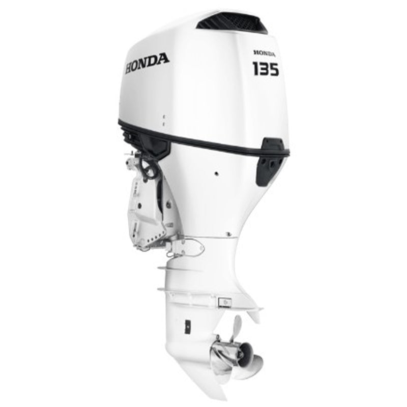 Motor barca Honda BF135 XCDU cu mansa cizma extralunga DBW 135 CP 4T pornire electrica contrarotanta elice de inox cu 3 aripi port incarcare 40A-ALB NH565 “Grand&nbsp;Prix”