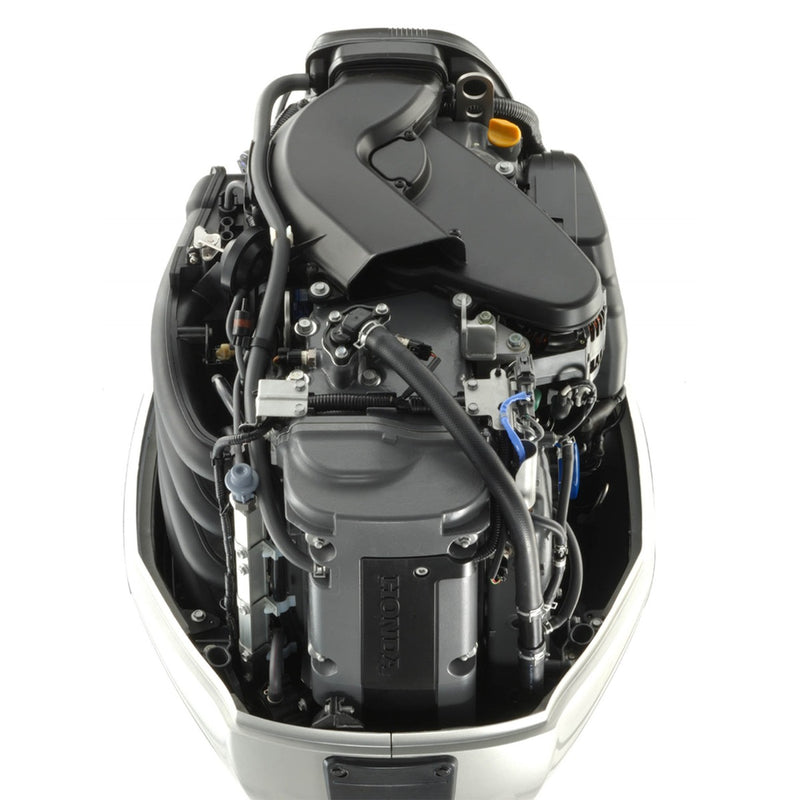 Motor barca Honda BF135 XCDU cu mansa cizma extralunga DBW 135 CP 4T pornire electrica contrarotanta elice de inox cu 3 aripi port incarcare 40A-ALB NH565 “Grand&nbsp;Prix”