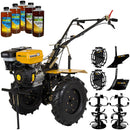 Motocultor ProGARDEN HS 1100D far motor 13 CP benzina latime lucru 120 cm freze roti cauciuc 6 X 12 roti metal rarita reglabila plug arat 5 uleiuri AgroPro