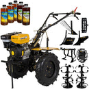 Motocultor ProGARDEN HS 1100D far motor 13 CP benzina latime lucru 120 cm freze roti cauciuc 6 X 12 roti metal rarita reglabila plug arat plug cartofi cultivator 5 uleiuri AgroPro