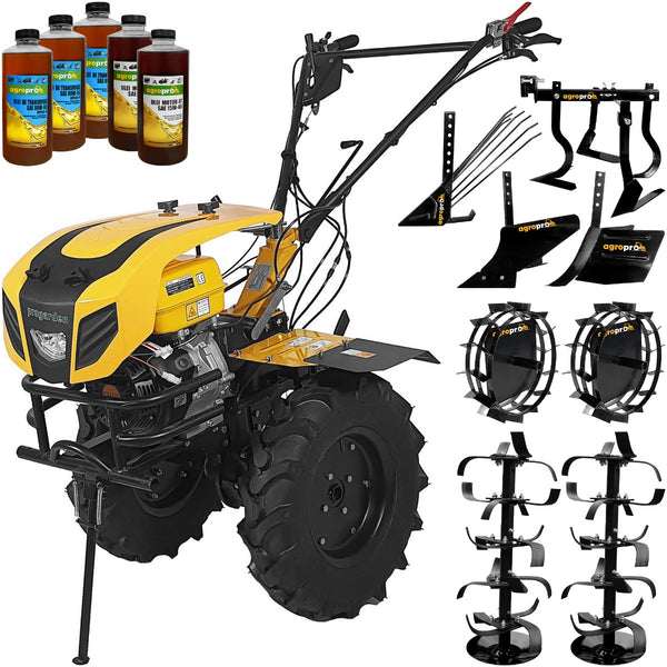 Motocultor ProGARDEN Campo 1854 motor 18 CP benzina Euro 5 viteze 3+1 diferential roti 6.00-12 pornire electrica roti metal rarita reglabila plug arat plug cartofi cultivator 5l ulei AgroPro