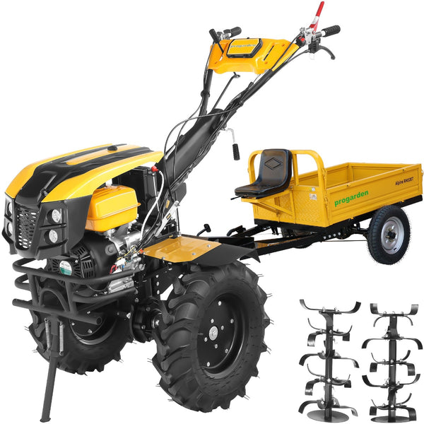 Agregat 4x4 Benzina Motocultor ProGARDEN Campo 1873V2 Alpine + Remorca ProGARDEN Alpine RM500T cu tractiune