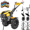 Motocultor ProGARDEN Campo 1873V2 Alpine motor 18 CP benzina Euro V 2+1 viteze latime lucru 135 cm roti 6.00-12 pornire electrica 2 prize putere roti metal plug arat rarita reglabila plug cartofi cultivator 5l ulei