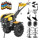 Motocultor ProGARDEN Campo 1873V2 Alpine motor 18 CP benzina Euro V 2+1 viteze latime lucru 135 cm roti 6.00-12 pornire electrica 2 prize putere roti metal plug arat rarita reglabila plug cartofi cultivator plug reversibil 5l ulei