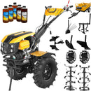 Motocultor ProGARDEN Campo 1873V2 Alpine motor 18 CP benzina Euro V 2+1 viteze latime lucru 135 cm roti 6.00-12 pornire electrica 2 prize putere roti metal plug arat rarita reglabila plug cartofi cultivator plug reversibil remorca 5l ulei
