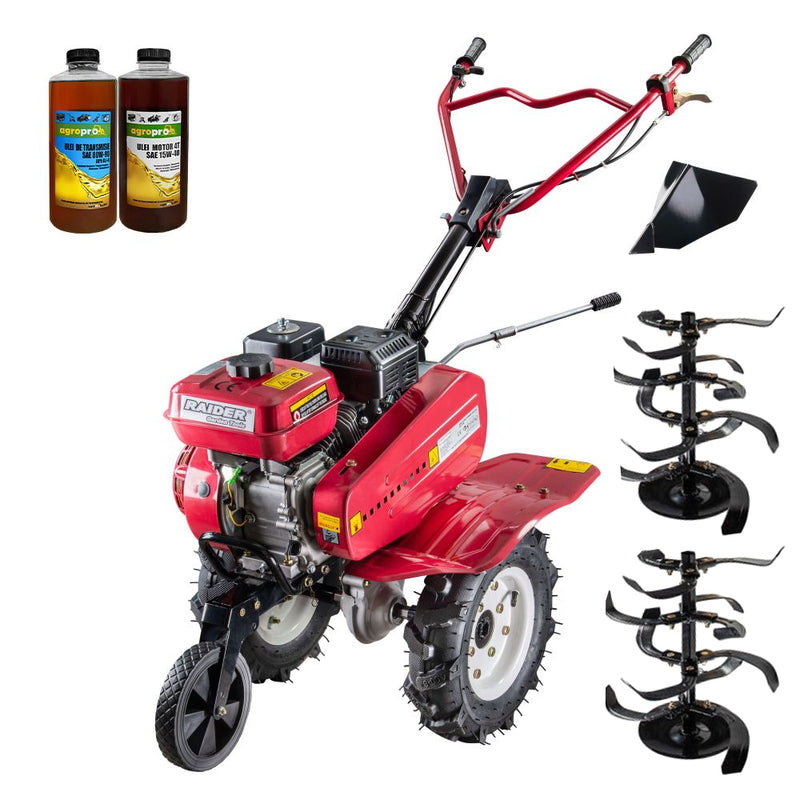 Motosapa Raider RD-T08 motor 7 CP benzina 2+1 viteze latime lucru 100 cm freze roti cauciuc 4.00x8" rarita fixa 2l ulei