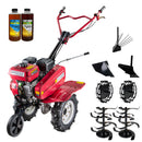 Motosapa Raider RD-T08 motor 7 CP benzina 2+1 viteze latime lucru 100 cm freze roti cauciuc 4.00x8" rarita fixa roti metal plug arat plug cartofi 2l ulei