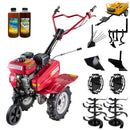 Motosapa Raider RD-T08 motor 7 CP benzina 2+1 viteze latime lucru 100 cm freze roti cauciuc 4.00x8" rarita fixa roti metal plug arat plug cartofi cultivator remorca 2l ulei