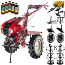 Motocultor Raider RD-T10 motor 13 CP benzina 2+1 viteze latime lucru 140 cm freze roti cauciuc 5.00x12" capota faruri LED roti metal plug arat rarita reglabila plug cartofi cultivator plug reversibil remorca 5l ulei