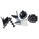 Motocultor Raider RD-T10 motor 13 CP benzina 2+1 viteze latime lucru 140 cm freze roti cauciuc 5.00x12" capota faruri LED roti metal plug arat rarita reglabila plug cartofi remorca 5l ulei