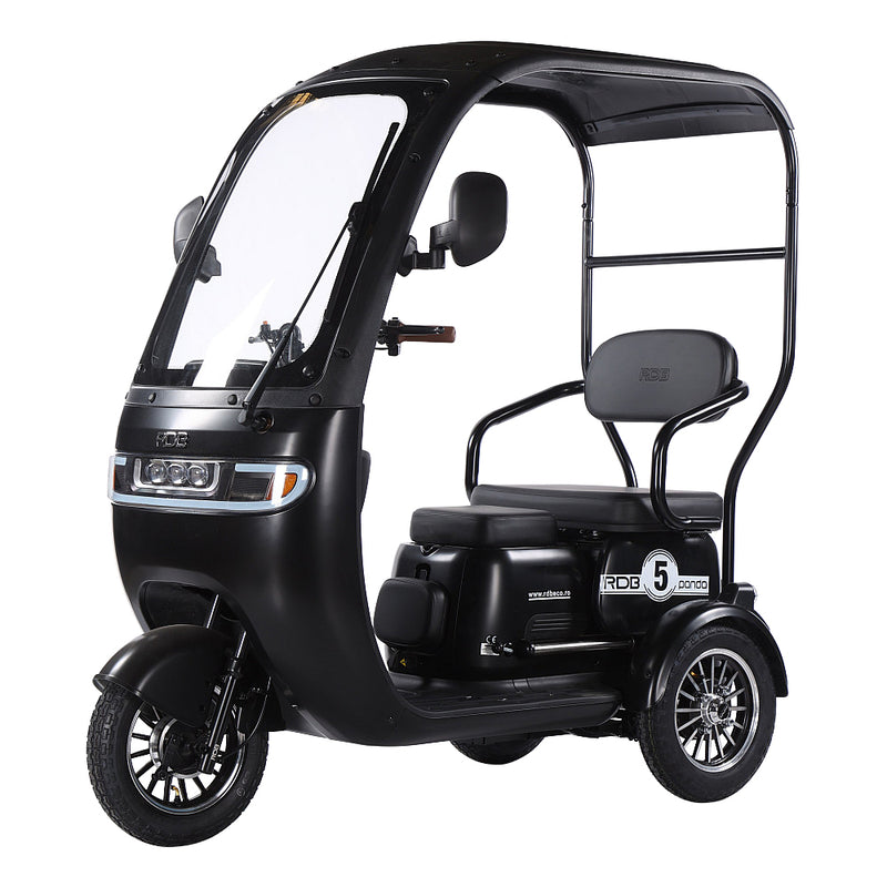 Tricicleta electrica RDB Panda 5 fara permis 650W 25 km/h 60V20Ah autonomie 67 km culoare negru