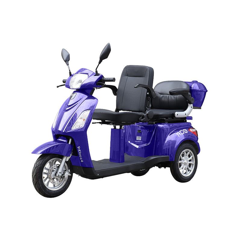 Tricicleta electrica RDB V-KLASS 1000W 60V 20AH fara permis 2 locuri 25 km/h albastru