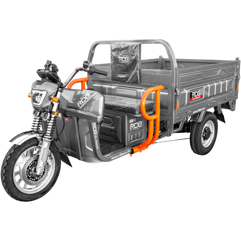 Tricicleta electrica RDB XL-Klass4 HIDRAULIC cu bena rabatabila hidraulic la buton fara permis 4000W 25 km/h 72V58Ah autonomie 70 km bena 160x120x45 cm culoare gri