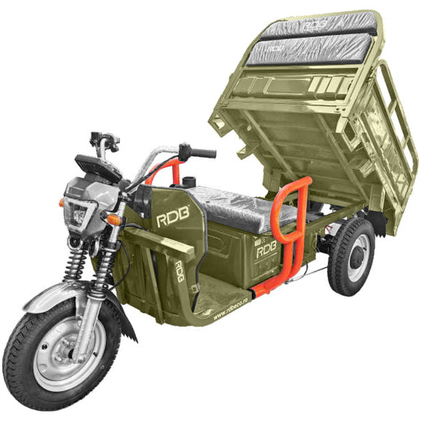 Tricicleta electrica RDB XL-Klass4 cu bena rabatabila hidraulic fara permis 4000W 25 km/h 72V45Ah autonomie 70 km culoare verde