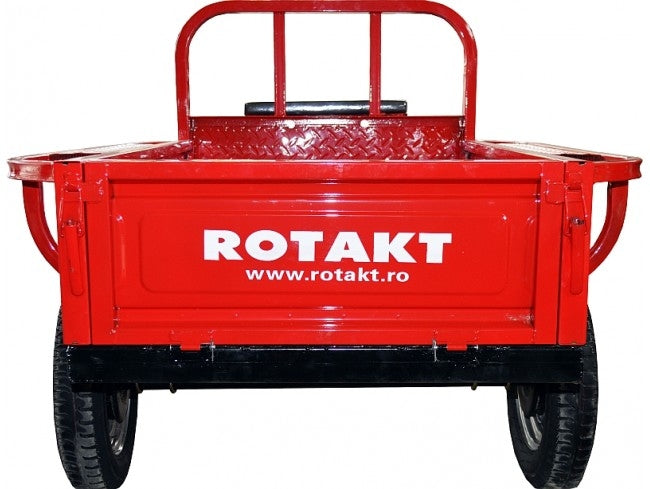 Remorca motocultor Rotakt Samurai REM400 basculabila capacitate incarcare 400 kg roti 4.00-12 cuva 128x89x31 cm cutie scule frana mecanica