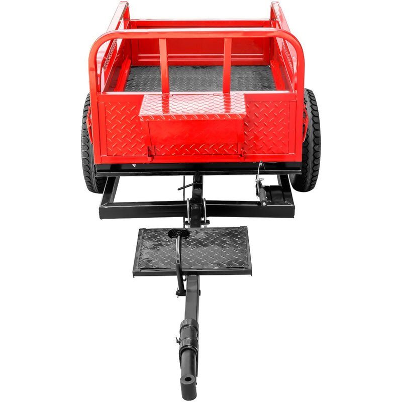 Remorca AgroPro REM 700 capacitate max 550 kg roti 5.00-12&quot; dimensiuni bena 138x89x28 cm basculare frana de mana frana picior