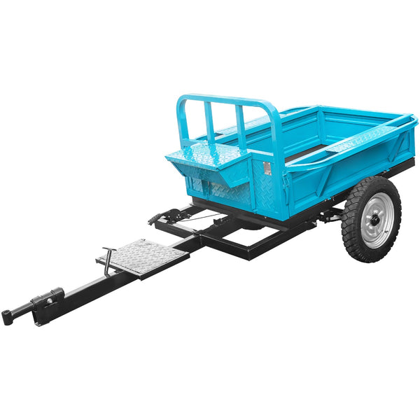 Remorca DKD LY 700 capacitate max 600 kg roti 4.50-12&quot; dimensiuni bena 140x90x28 cm basculare frana mana frana picior