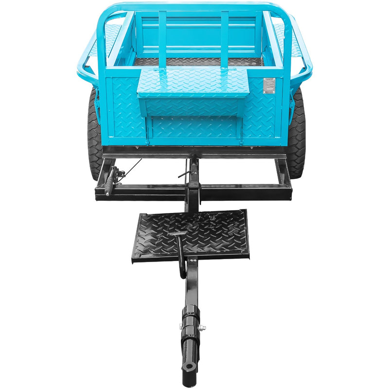 Remorca DKD LY 700 capacitate max 600 kg roti 4.50-12&quot; dimensiuni bena 140x90x28 cm basculare frana mana frana picior