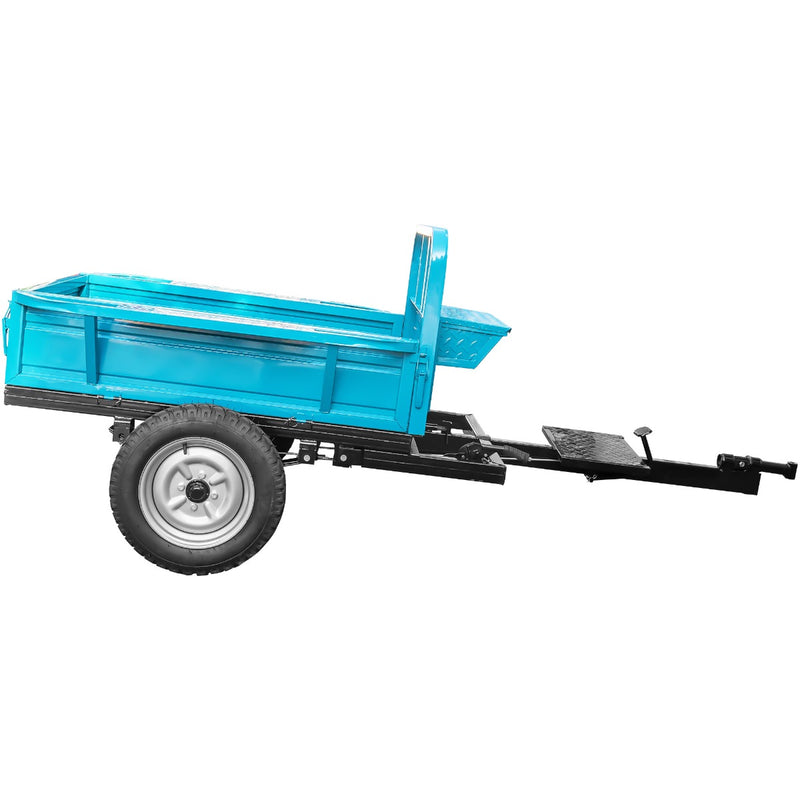 Remorca DKD LY 800 capacitate max 800 kg roti 5.00-12" dimensiuni bena 160x100x28 cm basculare frana mana frana picior