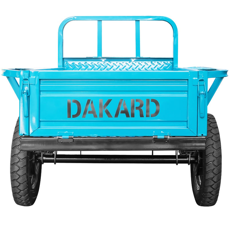 Remorca DKD LY 800 capacitate max 800 kg roti 5.00-12" dimensiuni bena 160x100x28 cm basculare frana mana frana picior