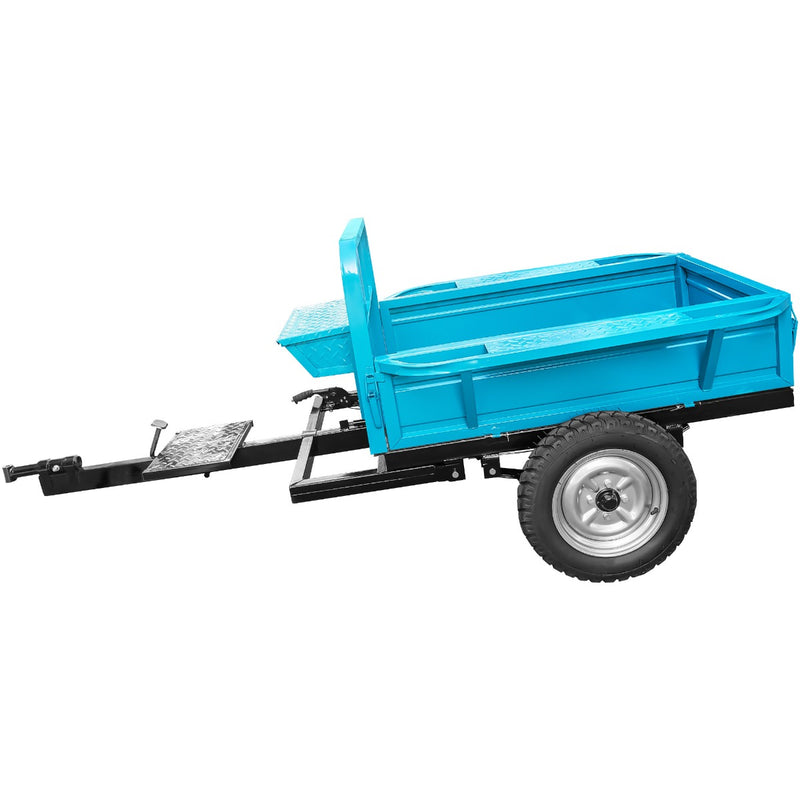 Remorca DKD LY 800 capacitate max 800 kg roti 5.00-12" dimensiuni bena 160x100x28 cm basculare frana mana frana picior